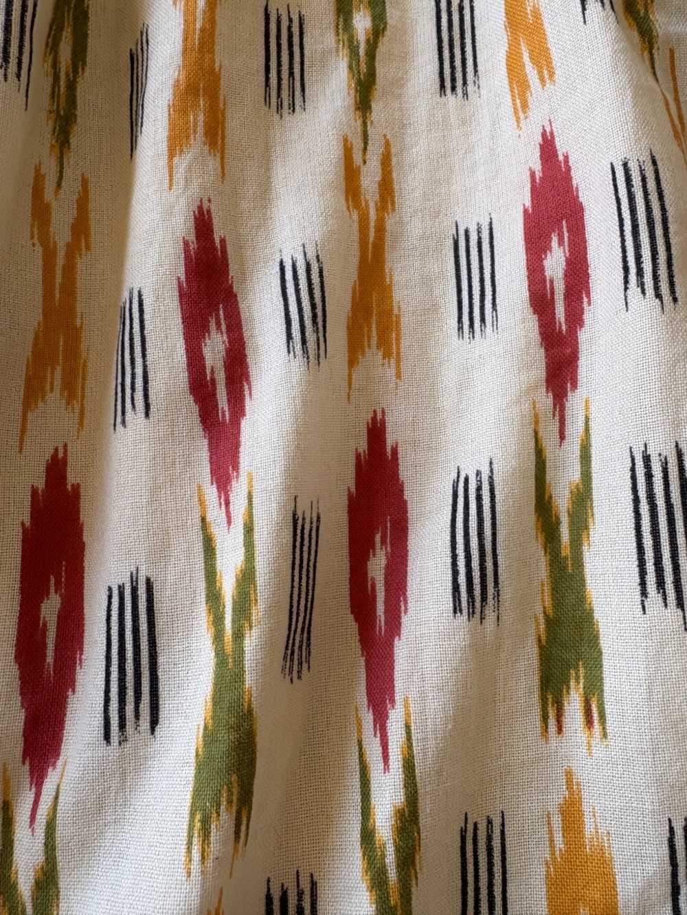 Boho Ikat Smocked Cotton Maxi Dress Medium Cottagecore Festival Coquette Chic - Picture 3 of 11